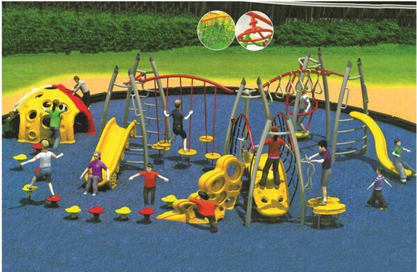 محموعه بازی تور و طناب کودکان که جز تجهیزات مهد کودک و تجهیزات بازی پارکی شرکت و تولیدی مبلمان شهری پارک سازان می باشد.